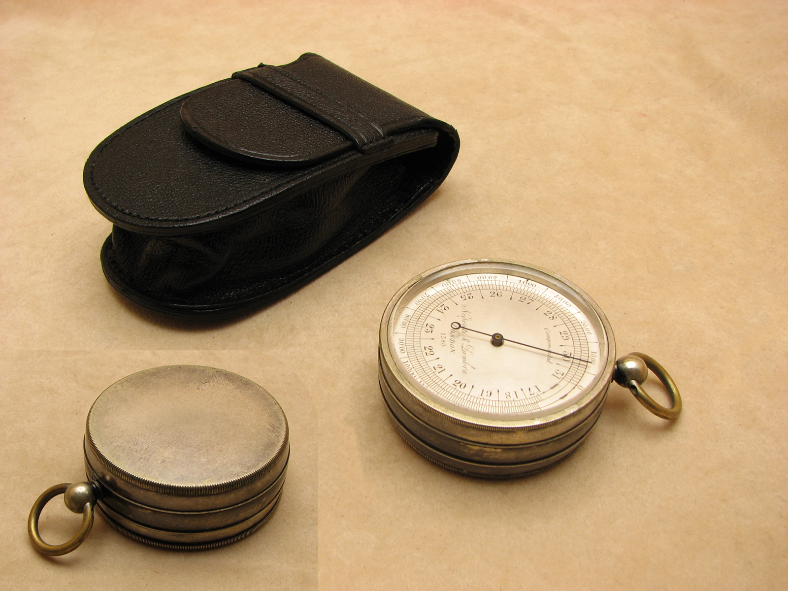 Negretti & Zambra high altitude pocket barometer with 16,000 feet altimeter